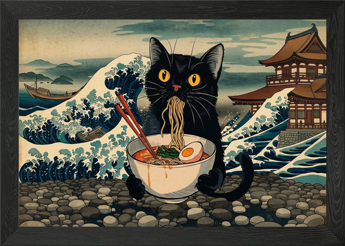 Schwarze katze frisst - katze,