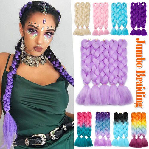 Lila flechthaar farbig jumbo - flechthaar,
